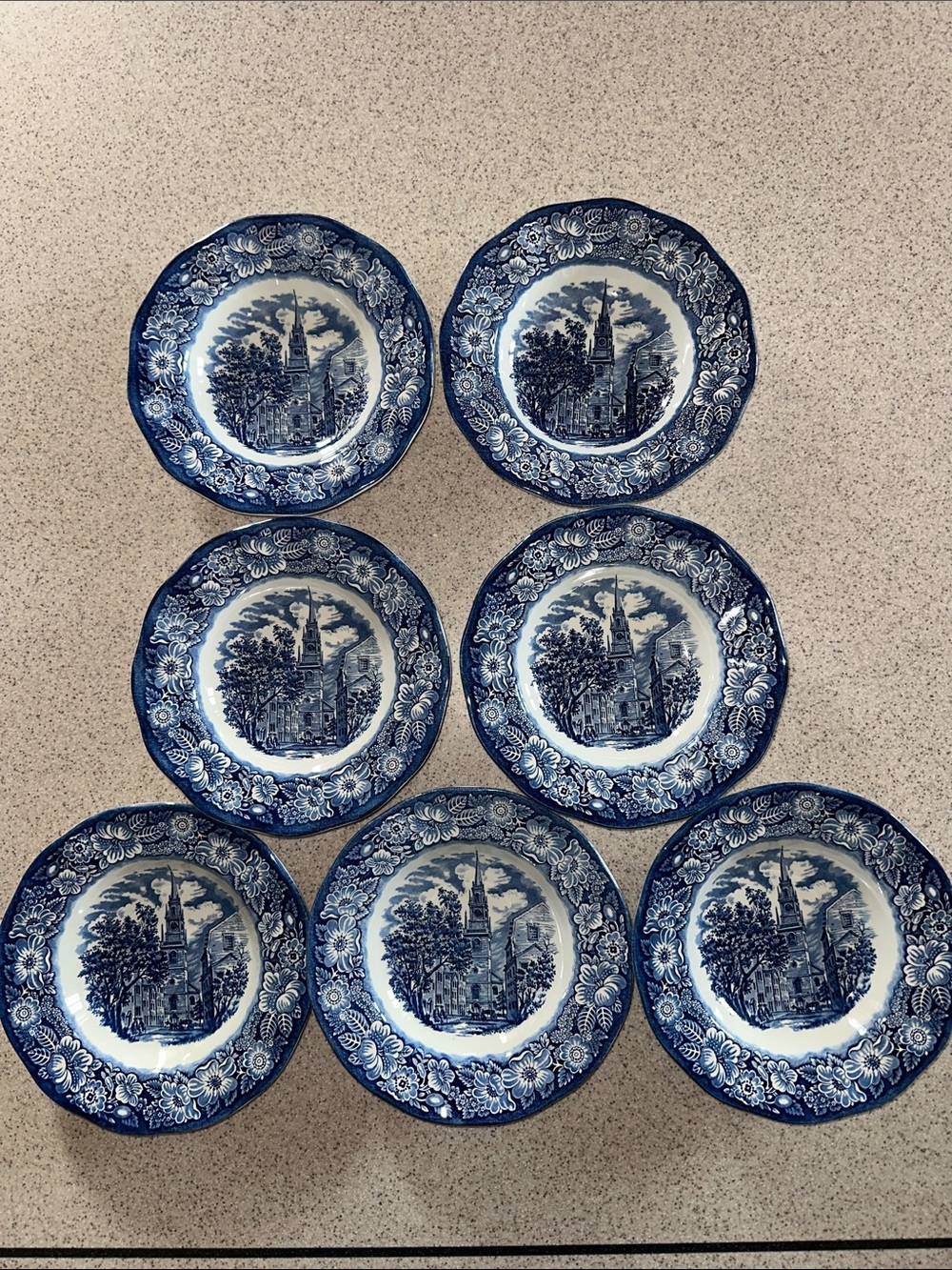 Liberty Blue Staffordshire Soup Bowls - Set of 7